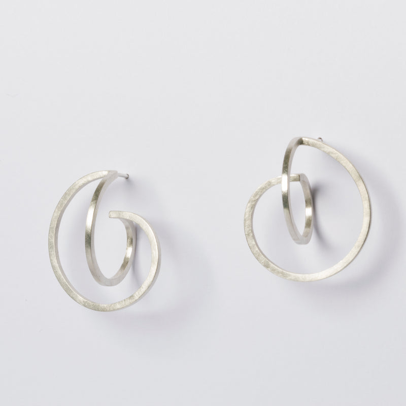 Silver Twice Curled Down Earrings